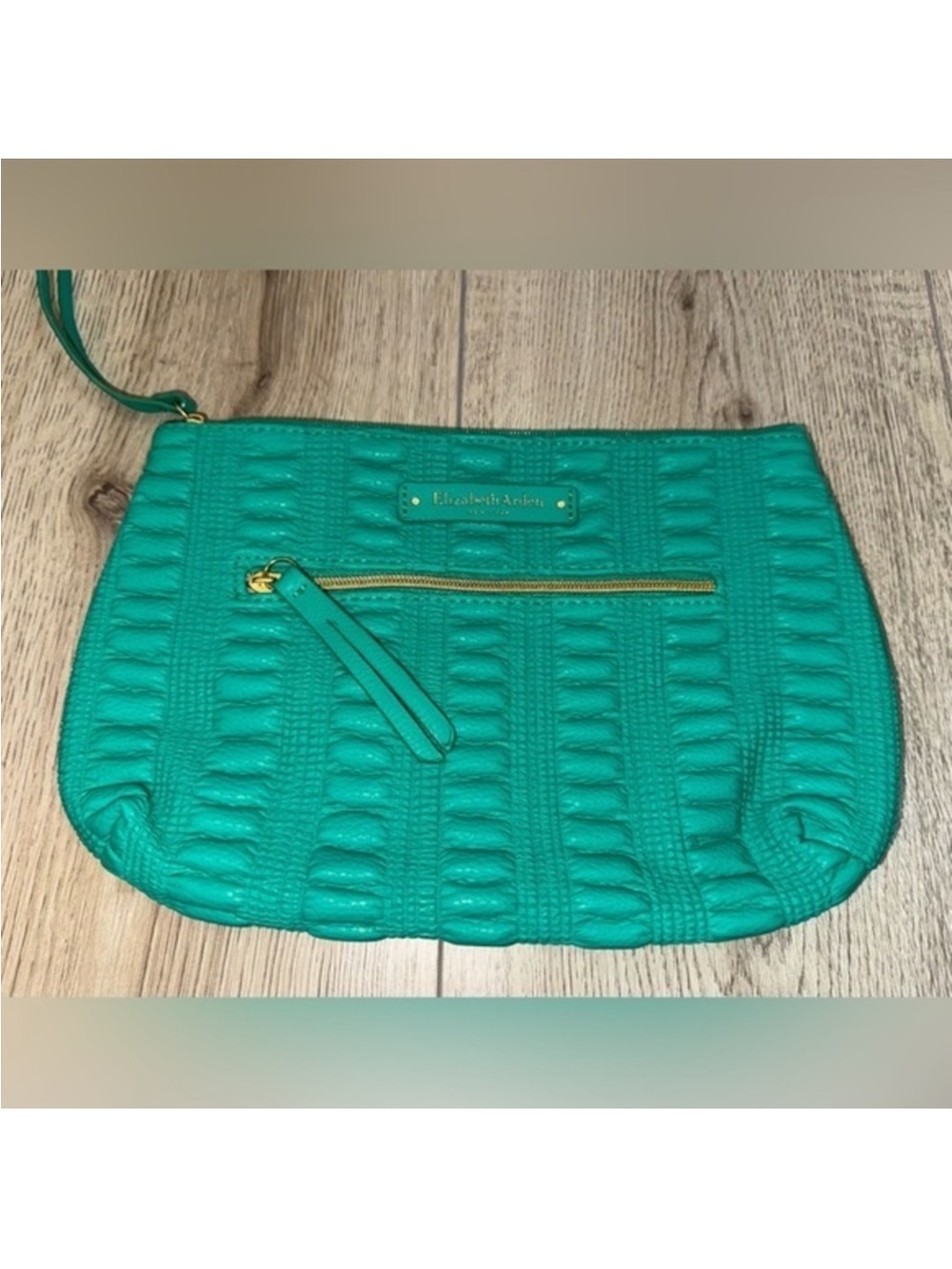 Elizabeth Arden Teal Quilted Clutch makeup bag cosmetic pouch